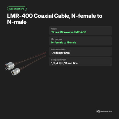 LMR-400 coax cable, N-female to N-male: specifications